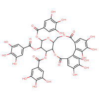 Chemical structure of 3,4,5,21,22,23-hexahydroxy-8,18-dioxo-11,12-bis(3,4,5-trihydroxybenzoyloxy)-9,14,17-trioxatetracyclo[17.4.0.0²,⁷.0¹⁰,¹⁵]tricosa-1(23),2,4,6,19,21-hexaen-13-yl 3,4,5-trihydroxybenzoate - CSSB06256035178