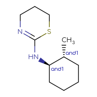 Chemical structure of rac-N-[(1R,2R)-2-methylcyclohexyl]-5,6-dihydro-4H-1,3-thiazin-2-amine - CSSB06256361135