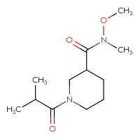 Chemical structure of N-methoxy-N-methyl-1-(2-methylpropanoyl)piperidine-3-carboxamide - CSSB00000671594