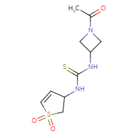 Chemical structure of 3-(1-acetylazetidin-3-yl)-1-(1,1-dioxo-2,3-dihydro-1λ⁶-thiophen-3-yl)thiourea - CSSB21432450777