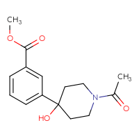 Chemical structure of methyl 3-(1-acetyl-4-hydroxypiperidin-4-yl)benzoate - CSSB21291565657