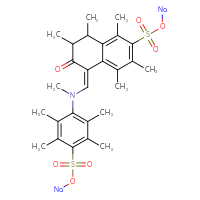 Chemical structure of sodium (5Z)-1,3,4,7,8-pentamethyl-5-{[methyl({2,3,5,6-tetramethyl-4-[(sodiooxy)sulfonyl]phenyl})amino]methylidene}-6-oxo-5,6,7,8-tetrahydronaphthalene-2-sulfonate - CSSB02515444723