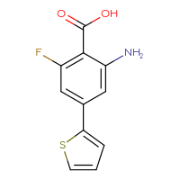 Chemical structure of 2-amino-6-fluoro-4-(thiophen-2-yl)benzoic acid - CSSB00102713882