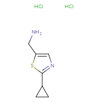 Chemical structure of 1-(2-cyclopropyl-1,3-thiazol-5-yl)methanamine dihydrochloride - CSSB03496529261