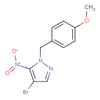 Chemical structure of 4-bromo-1-[(4-methoxyphenyl)methyl]-5-nitro-1H-pyrazole - CSSB00016993060