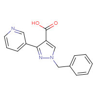 Chemical structure of 1-benzyl-3-(pyridin-3-yl)-1H-pyrazole-4-carboxylic acid - CSSB00000181212