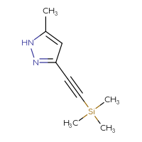 Chemical structure of 5-methyl-3-[2-(trimethylsilyl)ethynyl]-1H-pyrazole - CSSB06385421642