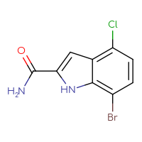 Chemical structure of 7-bromo-4-chloro-1H-indole-2-carboxamide - CSSB07065896749