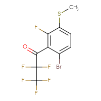 Chemical structure of 1-[6-bromo-2-fluoro-3-(methylsulfanyl)phenyl]-2,2,3,3,3-pentafluoropropan-1-one - CSSB21103684984