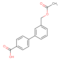 Chemical structure of 3'-[(acetyloxy)methyl]-[1,1'-biphenyl]-4-carboxylic acid - CSSB00025702007