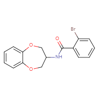 Chemical structure of 2-bromo-N-(3,4-dihydro-2H-1,5-benzodioxepin-3-yl)benzamide - CSSB15299849820