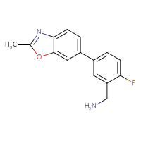 Chemical structure of 1-[2-fluoro-5-(2-methyl-1,3-benzoxazol-6-yl)phenyl]methanamine - CSSB02371351864