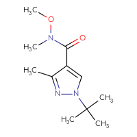 Chemical structure of 1-tert-butyl-N-methoxy-N,3-dimethyl-1H-pyrazole-4-carboxamide - CSSB01993356785
