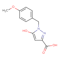 Chemical structure of 5-hydroxy-1-[(4-methoxyphenyl)methyl]-1H-pyrazole-3-carboxylic acid - CSSB21298174481