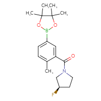 Chemical structure of (3R)-3-fluoro-1-[2-methyl-5-(4,4,5,5-tetramethyl-1,3,2-dioxaborolan-2-yl)benzoyl]pyrrolidine - CSSB02526778519