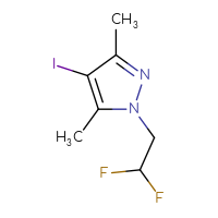 Chemical structure of 1-(2,2-difluoroethyl)-4-iodo-3,5-dimethyl-1H-pyrazole - CSSB00012643551