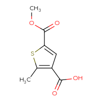 Chemical structure of 5-(methoxycarbonyl)-2-methylthiophene-3-carboxylic acid - CSSB00102951291