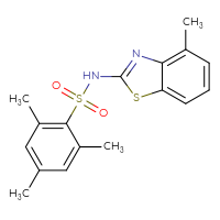Chemical structure of 2,4,6-trimethyl-N-(4-methyl-1,3-benzothiazol-2-yl)benzene-1-sulfonamide - CSSB00026485119