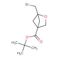 Chemical structure of tert-butyl 1-(bromomethyl)-2-oxabicyclo[2.1.1]hexane-4-carboxylate - CSSB14801041011