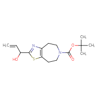 Chemical structure of tert-butyl 2-(1-hydroxyprop-2-en-1-yl)-4H,5H,6H,7H,8H-[1,3]thiazolo[4,5-d]azepine-6-carboxylate - CSSB20776014096