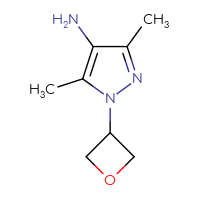 Chemical structure of 3,5-dimethyl-1-(oxetan-3-yl)-1H-pyrazol-4-amine - CSSB00102683899
