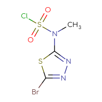 Chemical structure of N-(5-bromo-1,3,4-thiadiazol-2-yl)-N-methylsulfamoyl chloride - CSSB14985244694