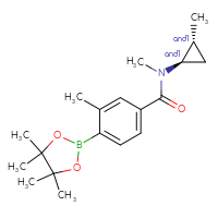 Chemical structure of rac-N,3-dimethyl-N-[(1R,2R)-2-methylcyclopropyl]-4-(4,4,5,5-tetramethyl-1,3,2-dioxaborolan-2-yl)benzamide - CSSB06733777679