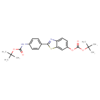 Chemical structure of 2-(4-{[(tert-butoxy)carbonyl]amino}phenyl)-1,3-benzothiazol-6-yl tert-butyl carbonate - CSSB03436538345