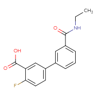 Chemical structure of 3'-(ethylcarbamoyl)-4-fluoro-[1,1'-biphenyl]-3-carboxylic acid - CSSB00150701082