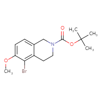 Chemical structure of tert-butyl 5-bromo-6-methoxy-1,2,3,4-tetrahydroisoquinoline-2-carboxylate - CSSB02448608401