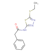 Chemical structure of N-[5-(ethylsulfanyl)-1,3,4-thiadiazol-2-yl]-2-phenylacetamide - CSSB00028342927