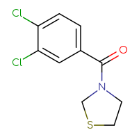 Chemical structure of 3-(3,4-dichlorobenzoyl)-1,3-thiazolidine - CSSB01005299862