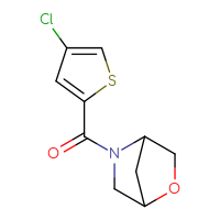 Chemical structure of 5-(4-chlorothiophene-2-carbonyl)-2-oxa-5-azabicyclo[2.2.1]heptane - CSSB06474386147