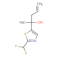 Chemical structure of 2-[2-(difluoromethyl)-1,3-thiazol-5-yl]pent-4-en-2-ol - CSSB14883399524