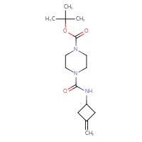 Chemical structure of tert-butyl 4-[(3-methylidenecyclobutyl)carbamoyl]piperazine-1-carboxylate - CSSB01071417585