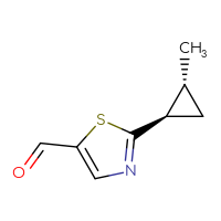 Chemical structure of 2-[(1R,2R)-2-methylcyclopropyl]-1,3-thiazole-5-carbaldehyde - CSSB02125804885