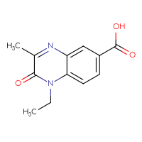 Chemical structure of 1-ethyl-3-methyl-2-oxo-1,2-dihydroquinoxaline-6-carboxylic acid - CSSB00000699254