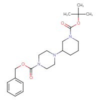 Chemical structure of benzyl 4-{1-[(tert-butoxy)carbonyl]piperidin-3-yl}piperazine-1-carboxylate - CSSB00135417328