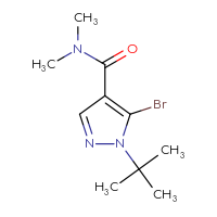 Chemical structure of 5-bromo-1-tert-butyl-N,N-dimethyl-1H-pyrazole-4-carboxamide - CSSB00103307998