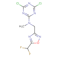 Chemical structure of 4,6-dichloro-N-{[5-(difluoromethyl)-1,2,4-oxadiazol-3-yl]methyl}-N-methyl-1,3,5-triazin-2-amine - CSSB19288473830