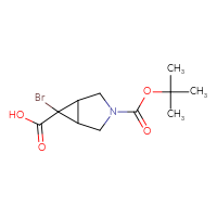 Chemical structure of 6-bromo-3-[(tert-butoxy)carbonyl]-3-azabicyclo[3.1.0]hexane-6-carboxylic acid - CSSB03550933803