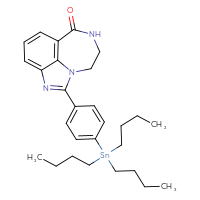 Chemical structure of 2-[4-(tributylstannyl)phenyl]-1,3,10-triazatricyclo[6.4.1.0⁴,¹³]trideca-2,4,6,8(13)-tetraen-9-one - CSSB00161189204