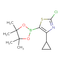 Chemical structure of 2-chloro-4-cyclopropyl-5-(4,4,5,5-tetramethyl-1,3,2-dioxaborolan-2-yl)-1,3-thiazole - CSSB03552303475