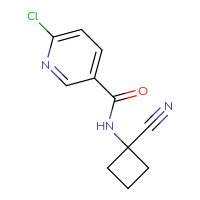 Chemical structure of 6-chloro-N-(1-cyanocyclobutyl)pyridine-3-carboxamide - CSSB00011431110