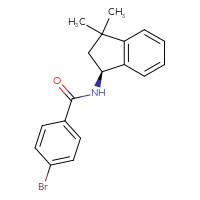 Chemical structure of 4-bromo-N-[(1S)-3,3-dimethyl-2,3-dihydro-1H-inden-1-yl]benzamide - CSSB21432458678