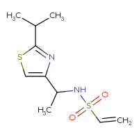 Chemical structure of N-{1-[2-(propan-2-yl)-1,3-thiazol-4-yl]ethyl}ethene-1-sulfonamide - CSSB06440368512