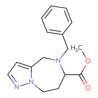 Chemical structure of methyl 5-benzyl-4H,5H,6H,7H,8H-pyrazolo[1,5-a][1,4]diazepine-6-carboxylate - CSSB00132311966