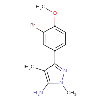 Chemical structure of 3-(3-bromo-4-methoxyphenyl)-1,4-dimethyl-1H-pyrazol-5-amine - CSSB00003143066