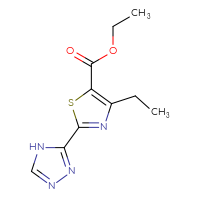 Chemical structure of ethyl 4-ethyl-2-(4H-1,2,4-triazol-3-yl)-1,3-thiazole-5-carboxylate - CSSB00007652921