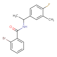 Chemical structure of 2-bromo-N-[1-(4-fluoro-3-methylphenyl)ethyl]benzamide - CSSB00767110078